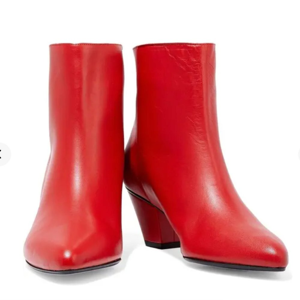ATP Atelier Red Leather Ankle Boots (never worn outside)